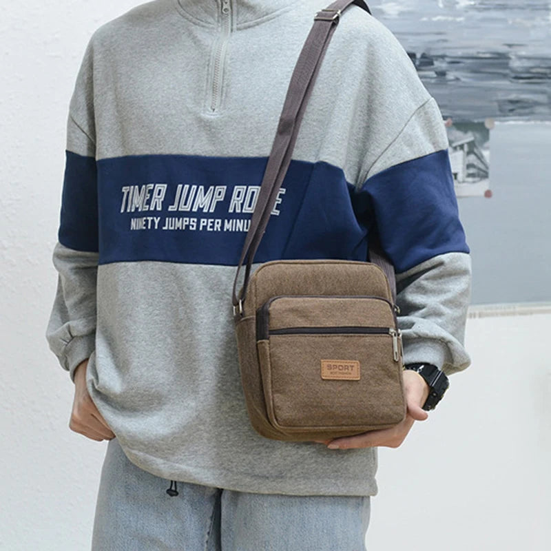 Men's Canvas Mini Crossbody Bag – Casual Shoulder & Messenger Bag