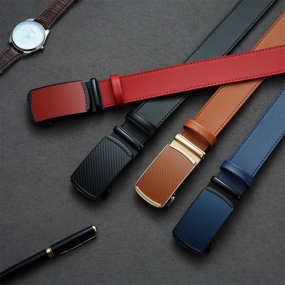 Unisex Leather Automatic Buckle Belt – 11 Colours, 3 Sizes