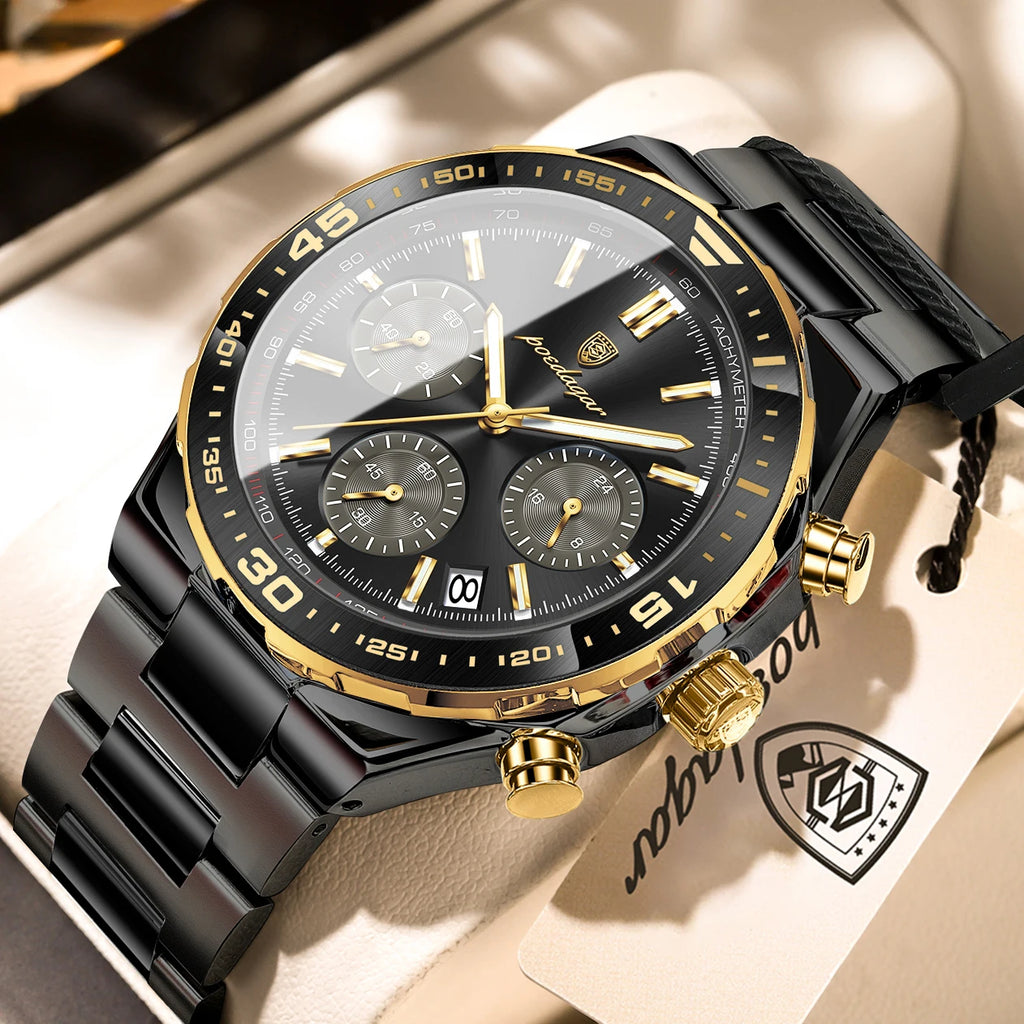 POEDAGAR Fashion Creative Men's Quartz Watch Waterproof Luminous Sport Man Clock Date Chronograph Business Watches For Men Reloj