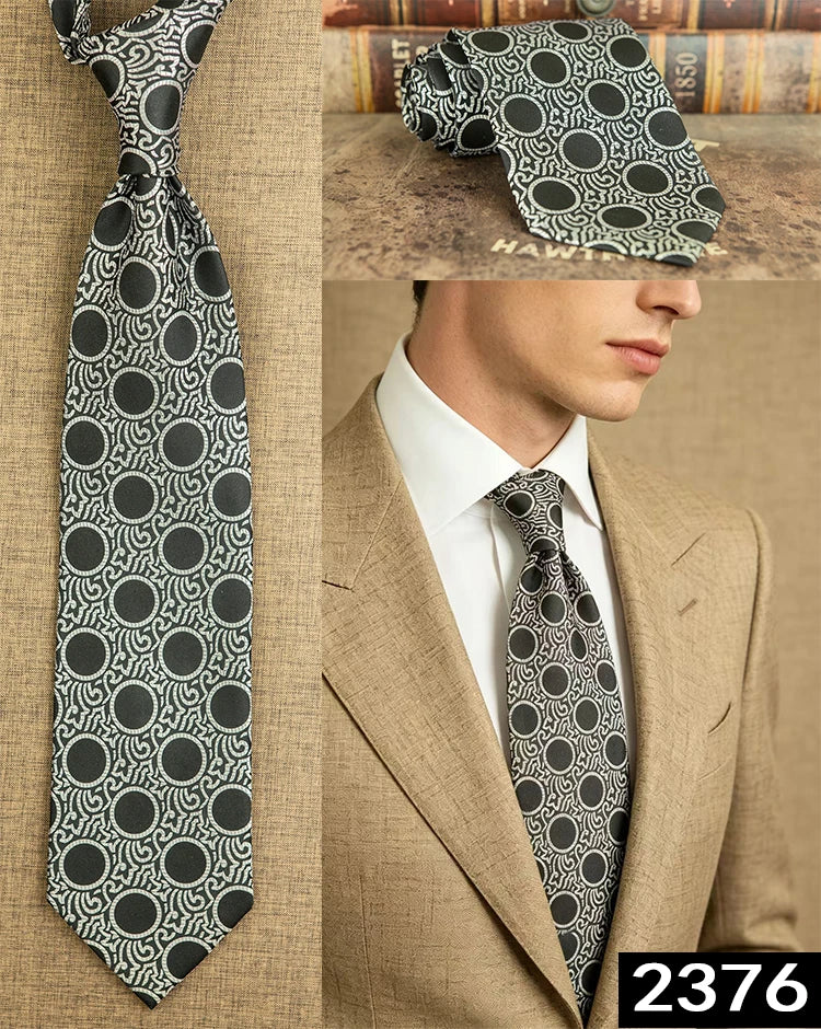 Men's 100% Silk Jacquard Necktie – Geometric, Floral, Checked & Solid