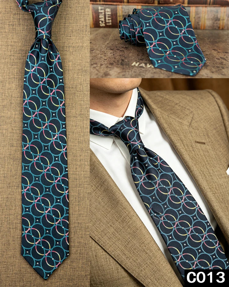Men's Rhinestone Silk Jacquard Necktie – Paisley & Geometric | High-End