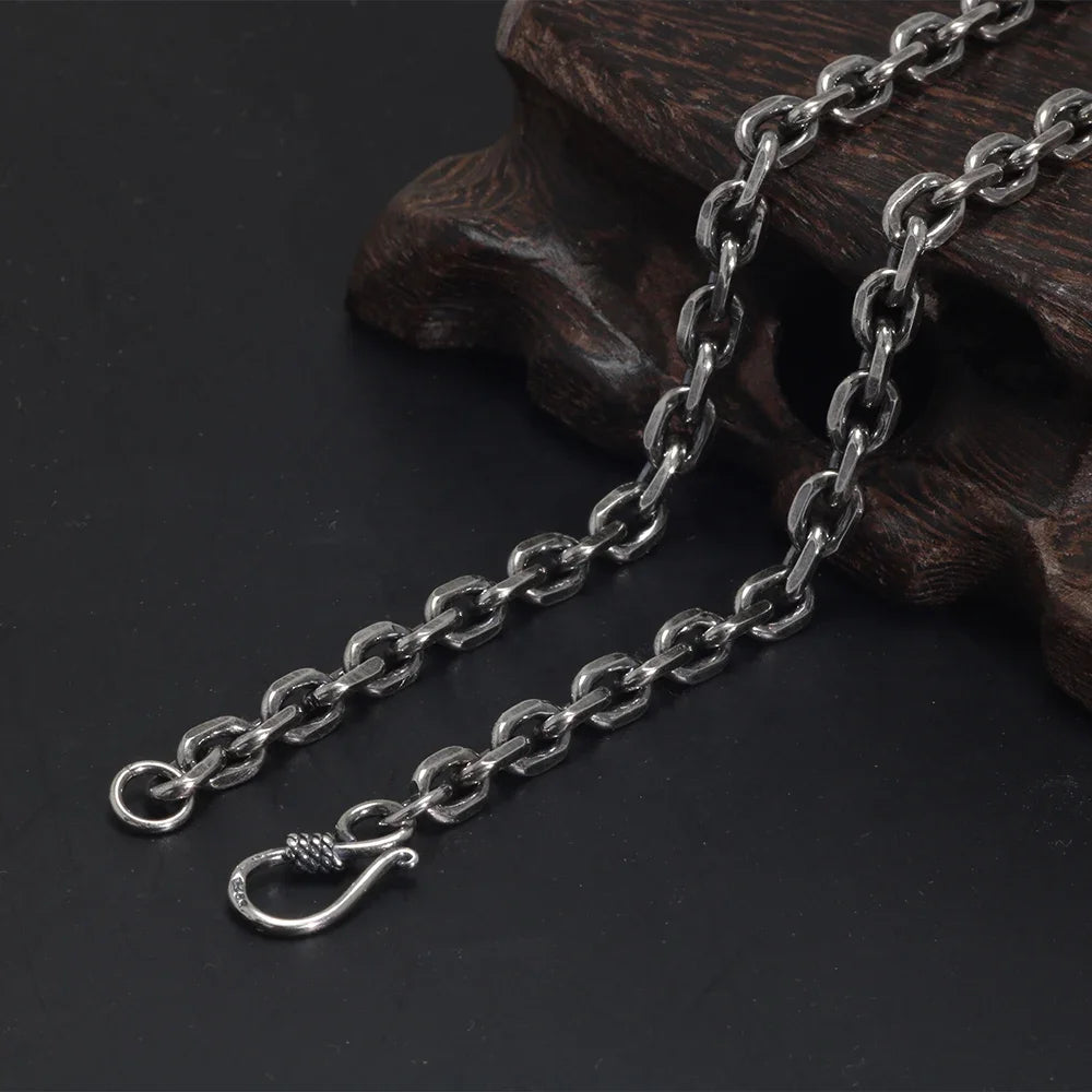 Real Pure 925 Sterling Silver 2.5 3 4 5mm Cable Link Chain Necklaces For Men And Women Vintage Viking Link Chain Punk Jewellery