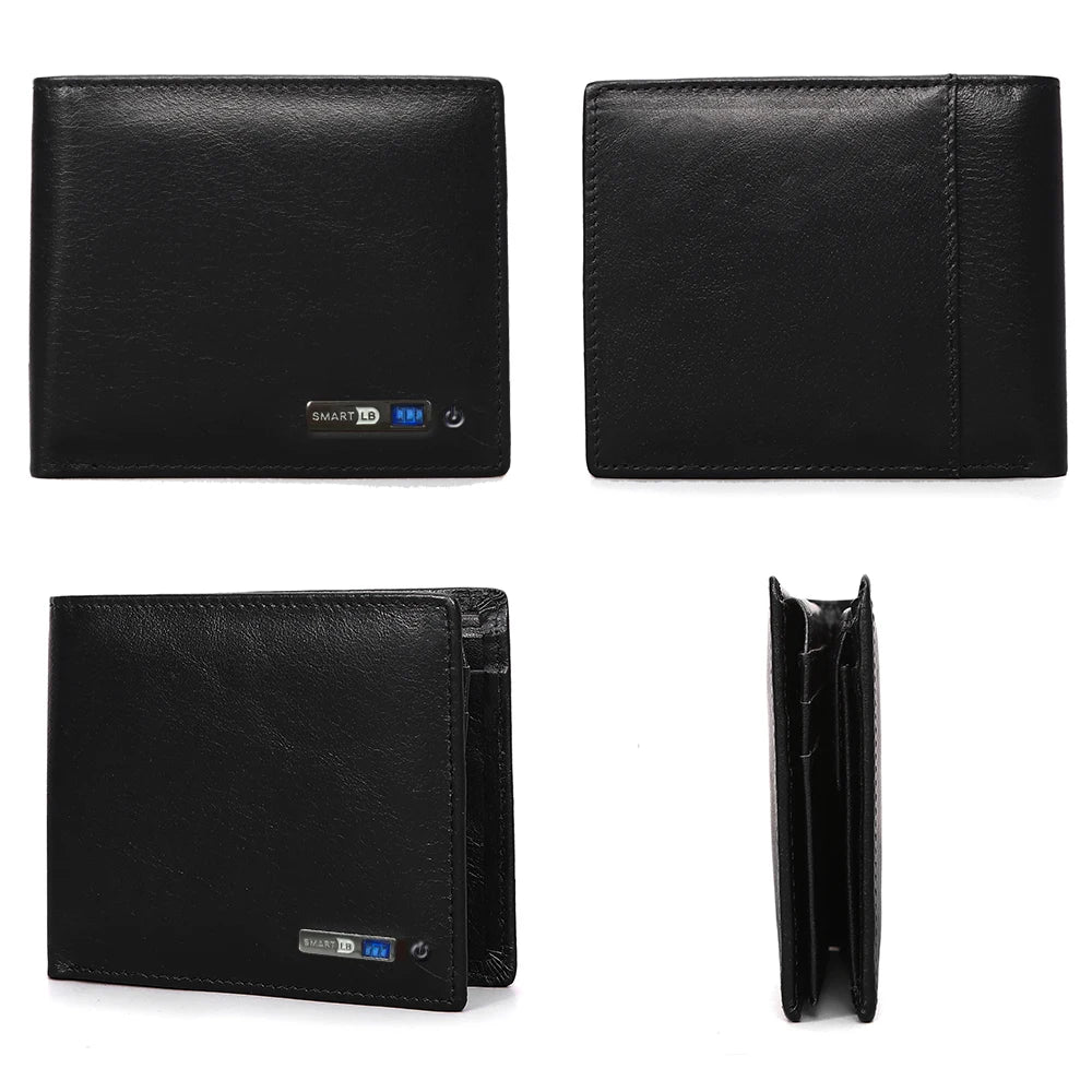 Smart Tracker Genuine Leather Bifold Wallet – Anti-Loss