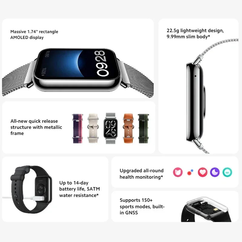 Global Version Xiaomi Smart Band 8 Pro 1.74" AMOLED Display Built-in Up to 14-day Battery Life Mi Smart Band Watch Sport Band