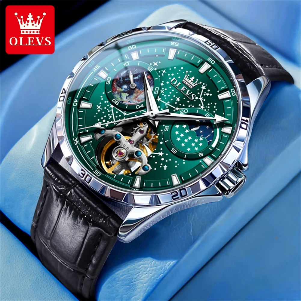 OLEVS 6689 Men's Automatic Watch | Moon Phase | Luminous | Stainless Steel