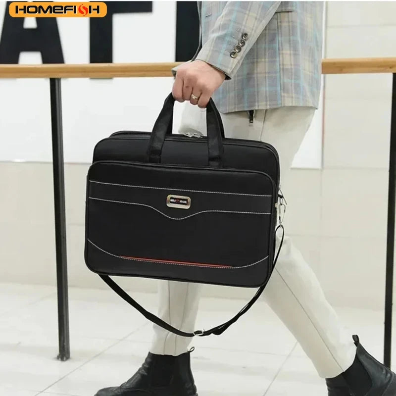 HOMEFISH Multi-pocket Portable Business Handbag for Men, Large Capacity Versatile Shoulder Briefcase for Daily Work & Casual Use