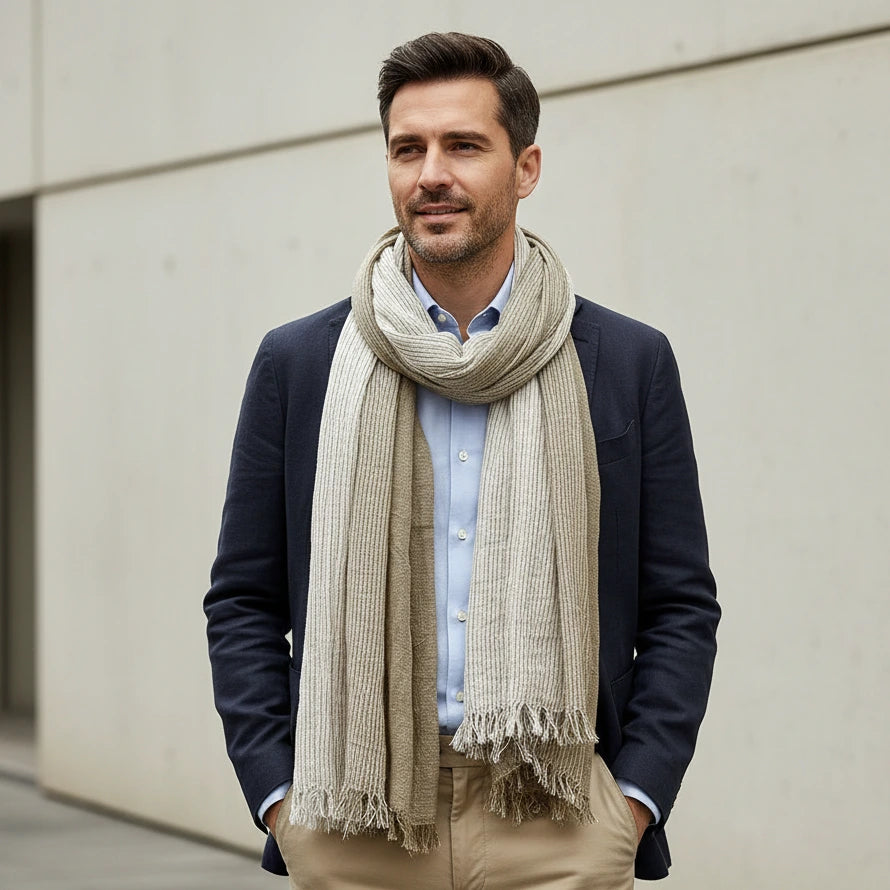 Cotton Linen Striped Scarf – Oversized 190cm, 10 Colourways