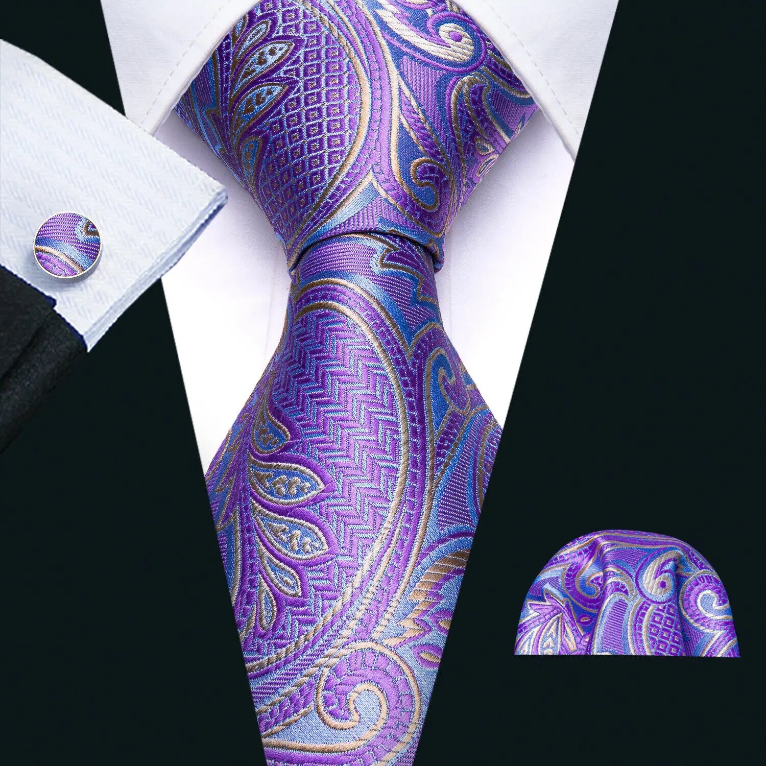 Men's Necktie, Pocket Square & Cufflinks Set – Floral & Novelty Prints
