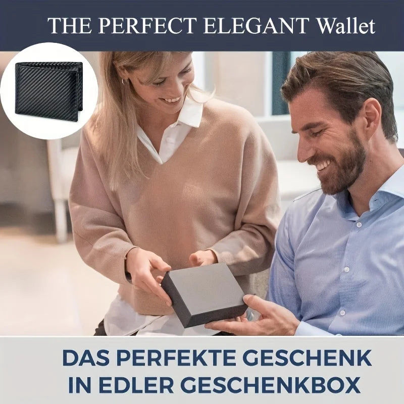 Men's RFID Bifold Wallet | Carbon Fibre Texture | 9 Card Slots