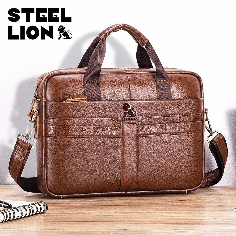 Steel Lion Genuine Leather Briefcase