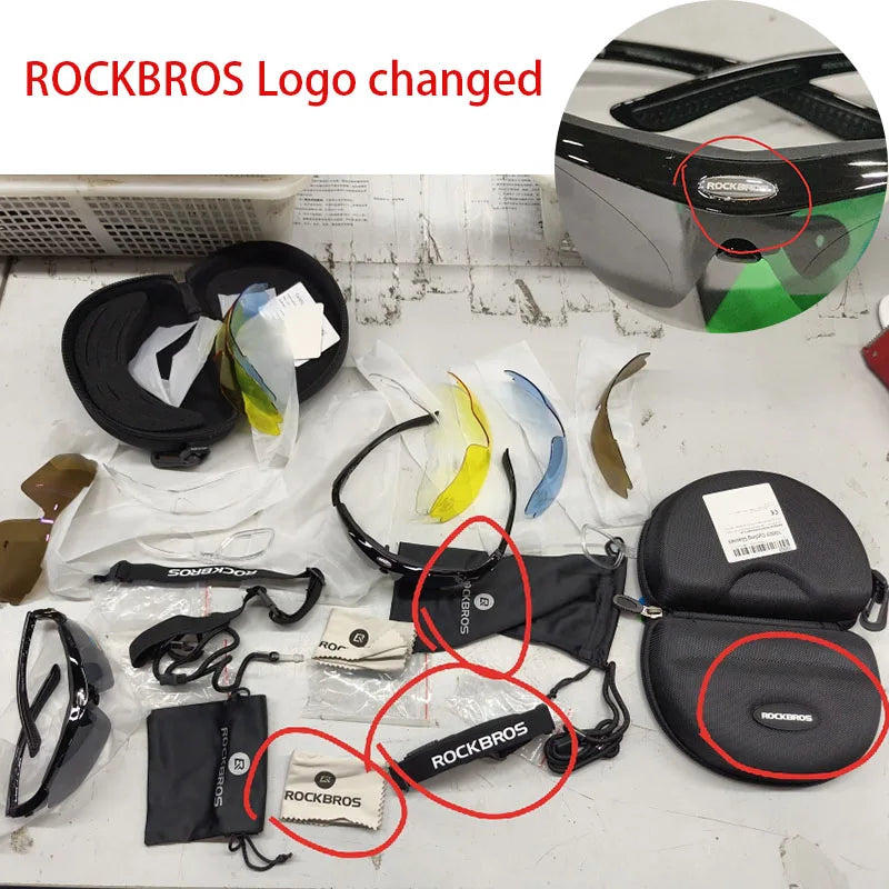 ROCKBROS Photochromic Polarized Cycling Sunglasses MTB PC Outdoor Sports Goggles 3/5 Lens Bicycle Riding Accessories