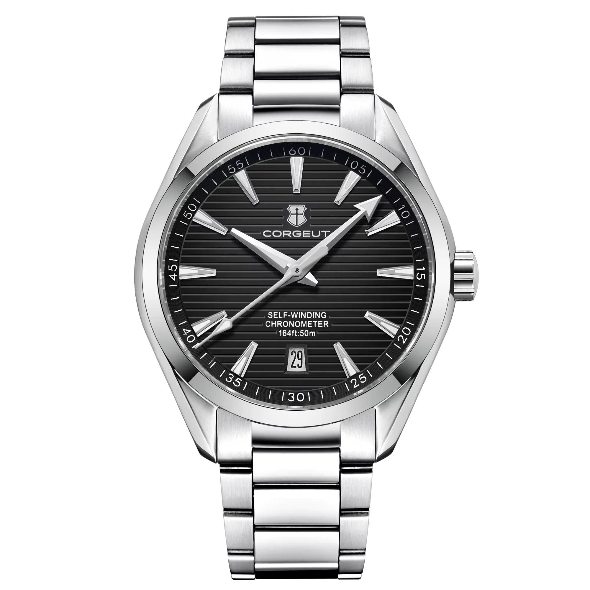 CORGEUT 41mm Automatic Watch – Seiko NH35, Sapphire Crystal, Exhibition Caseback, 50m Water Resistant