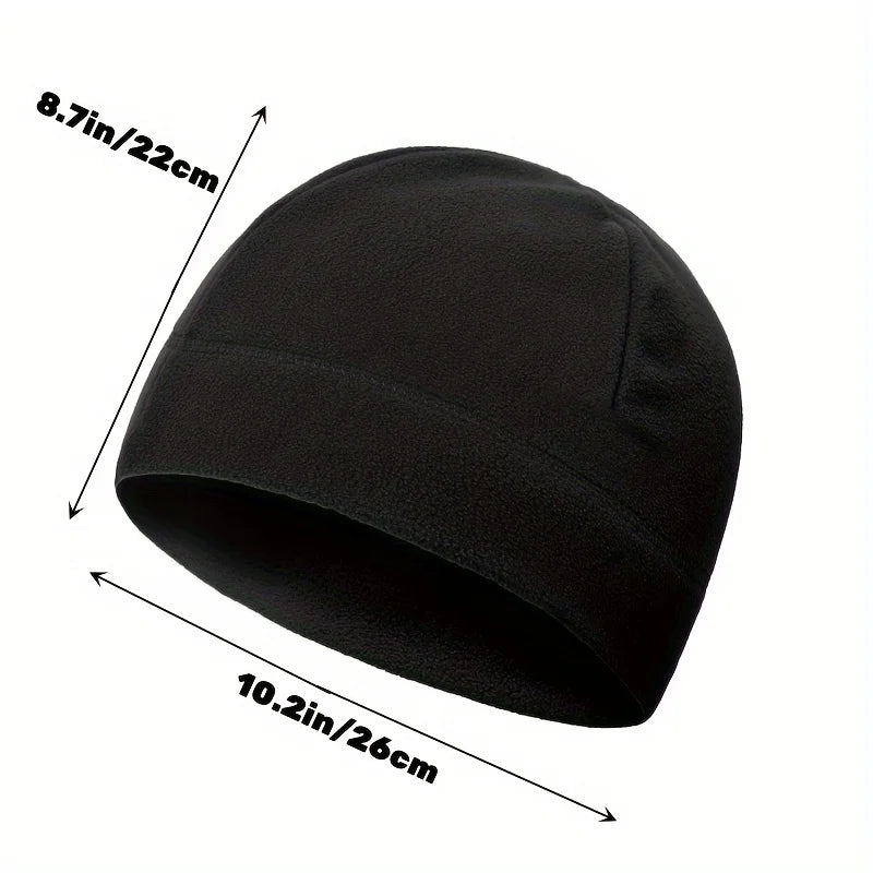 Unisex Windproof Polar Fleece Beanie – Warm Knit Skull Cap for Winter, Skiing & Cycling