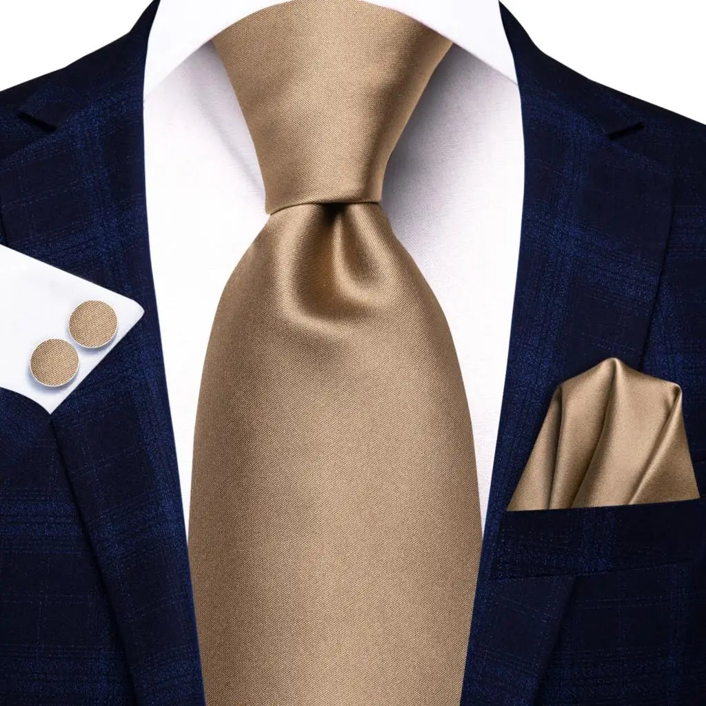 Hi-Tie Men's Necktie, Pocket Square & Cufflinks Set — Formal & Wedding