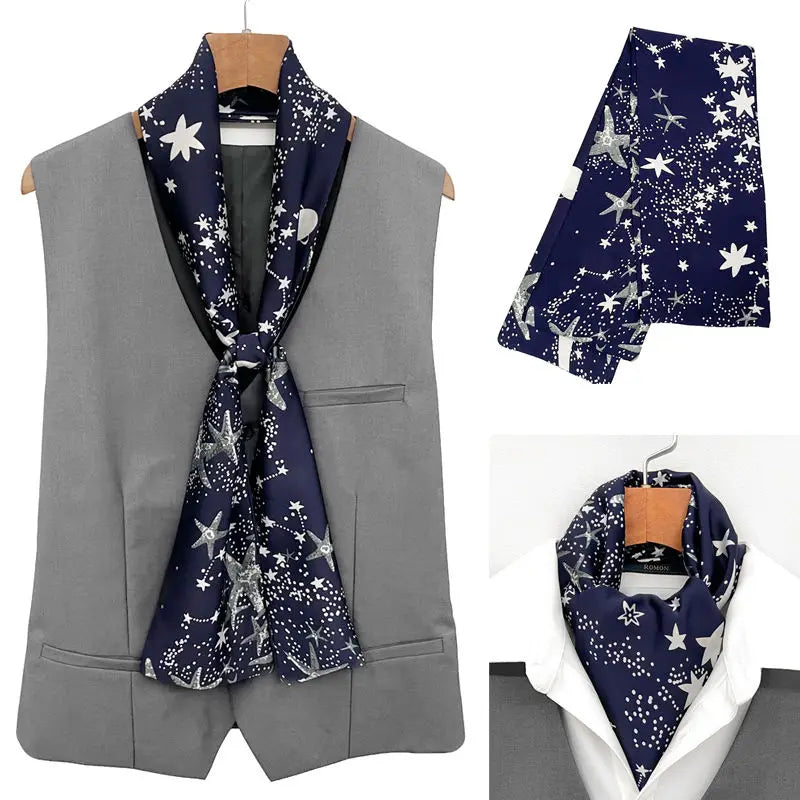 Men's British Style Silk-Touch Neck Scarf | Geometric Pattern