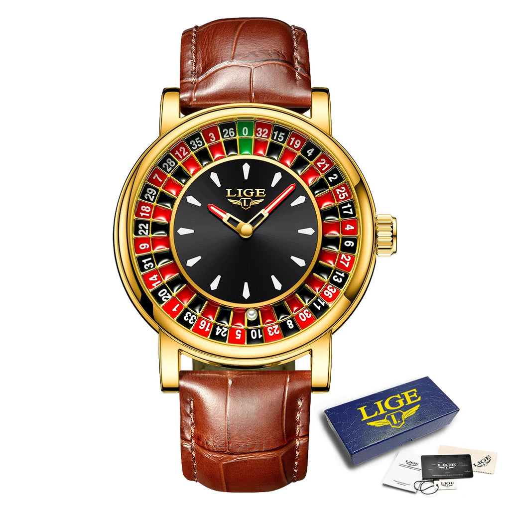 LIGE Chronograph Watch – Luminous Quartz with Leather Strap | Men's