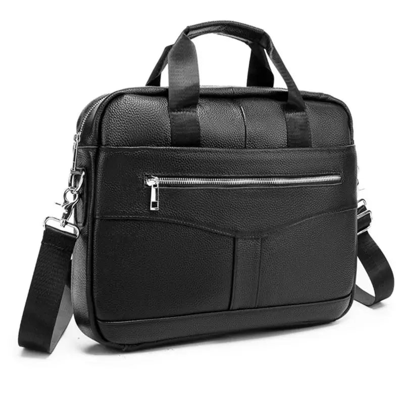 Leather men's business briefcase for meetings and office use, large capacity computer bag, shoulder bag, crossbody bag