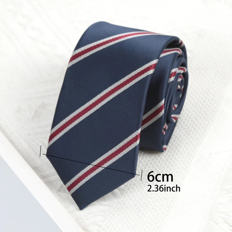 Men's Skinny Navy Blue Necktie – Retro Stripe | 6cm