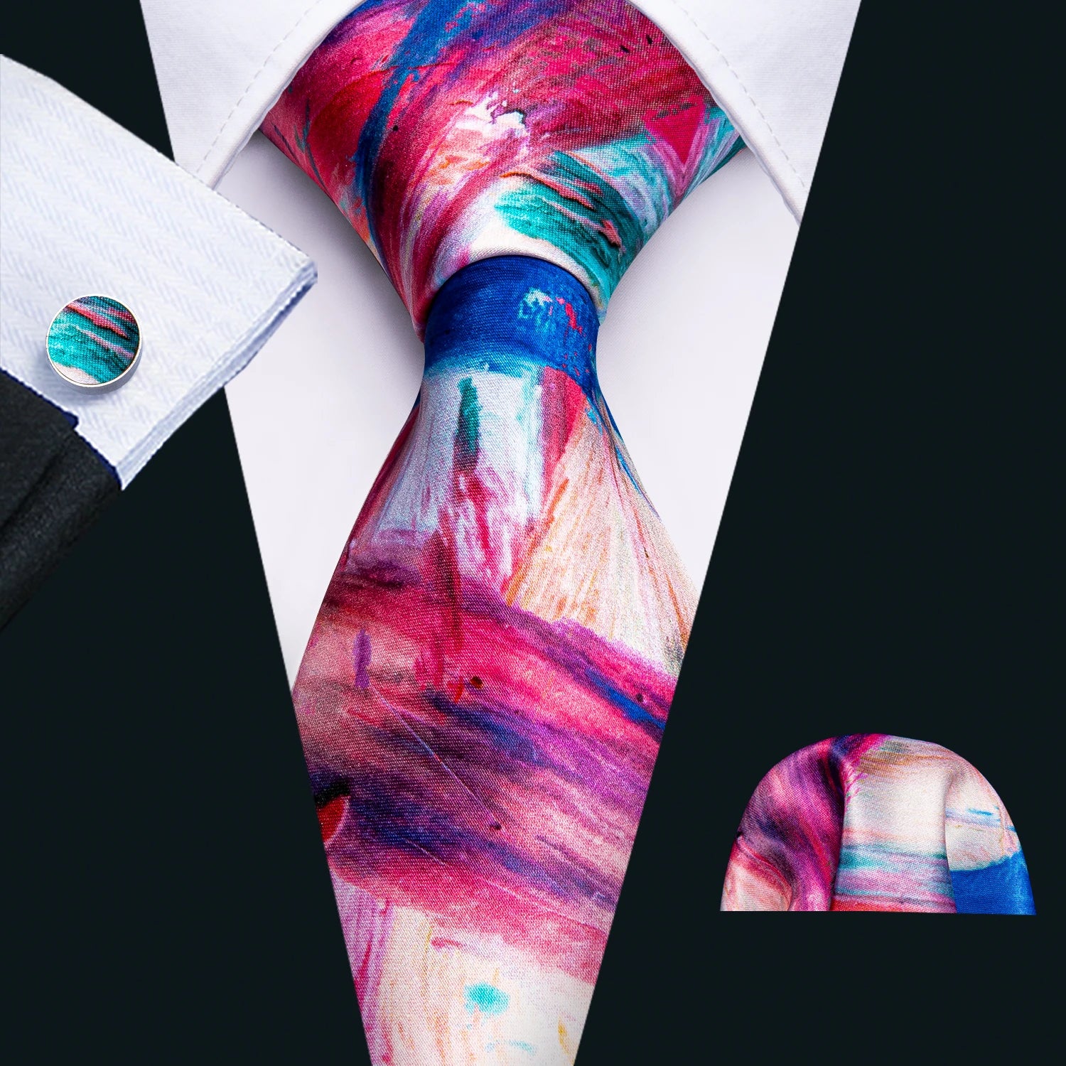 Men's Necktie, Pocket Square & Cufflinks Set – Floral & Novelty Prints