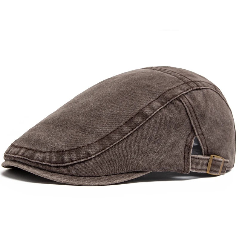 Vintage Cotton Flat Visor Beret — Unisex Adjustable Cap