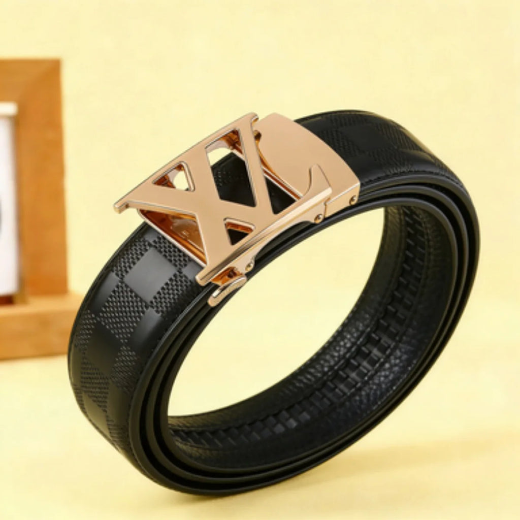 Men's Automatic Buckle Belt – Gold, Silver & Black Finish