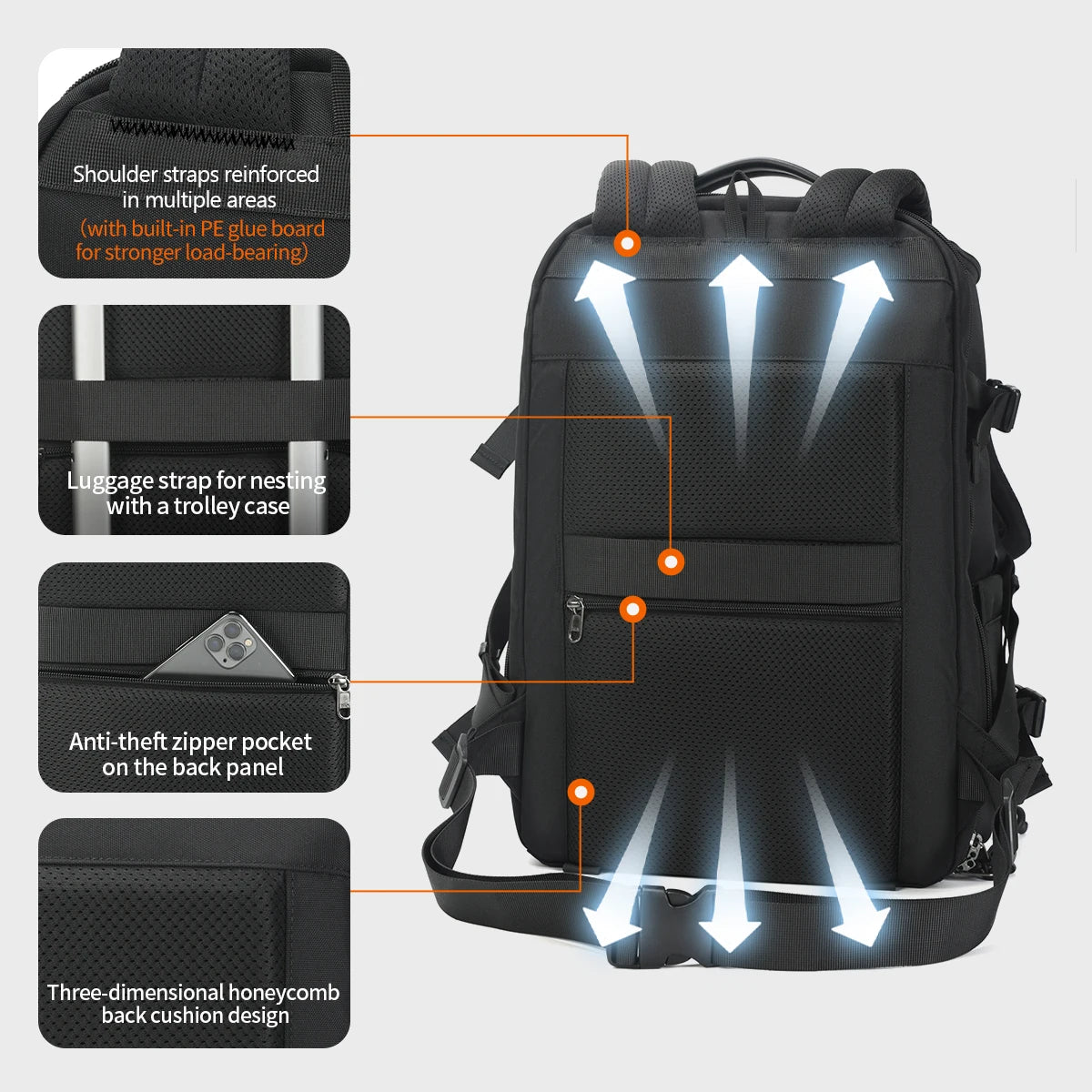 Tigernu Camera & Drone Backpack – 24L Nylon, 15.6" Laptop, External Suspension, Rain Cover