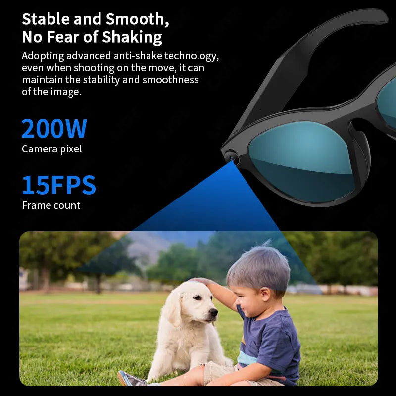 LIGE AI Smart Glasses – Round Frame, LED Flash, AI Translation, Wi-Fi, 2 Lens Pairs
