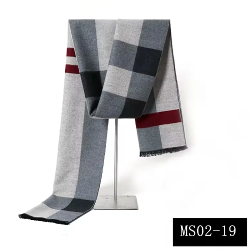Men's Plaid Winter Scarf – Cashmere-Blend, 180cm, 14 Colourways