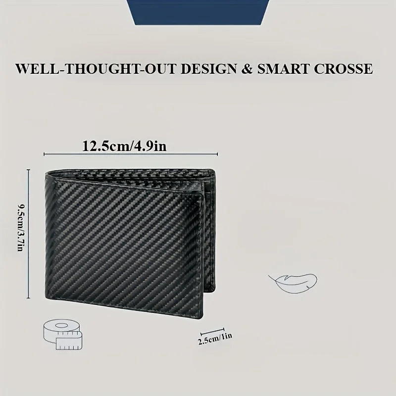 Men's RFID Bifold Wallet | Carbon Fibre Texture | 9 Card Slots