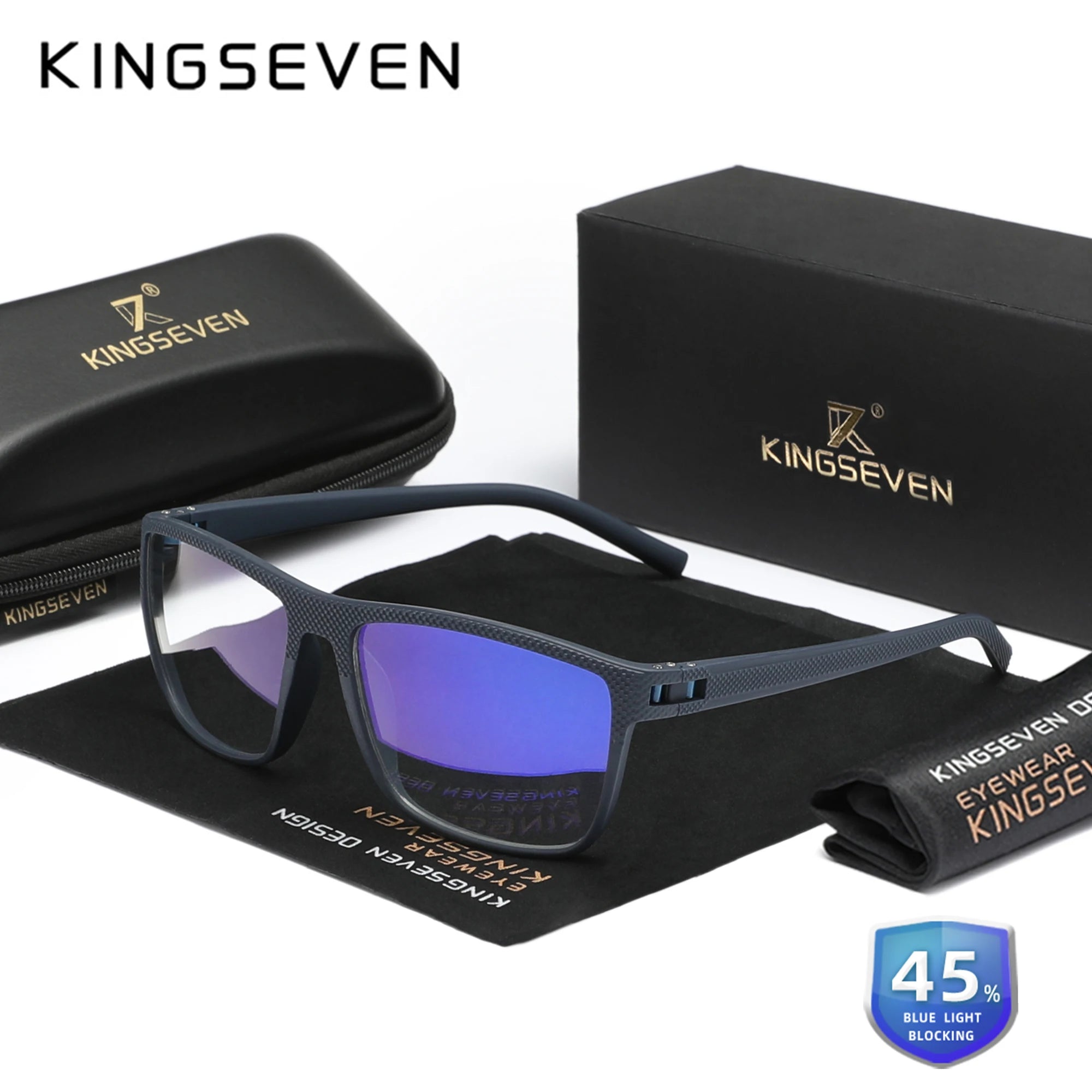 KINGSEVEN New Anti-Blue Ray Glasses Transparent Lens Eyeglasses Men Women Computer Blue Light Blocking Optical Reading Eyewear