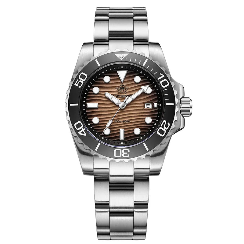 ADDIESDIVE AD2537 Quartz Dive Watch – 3D Desert Texture Dial, BGW9 Lume, 200m Water Resistant