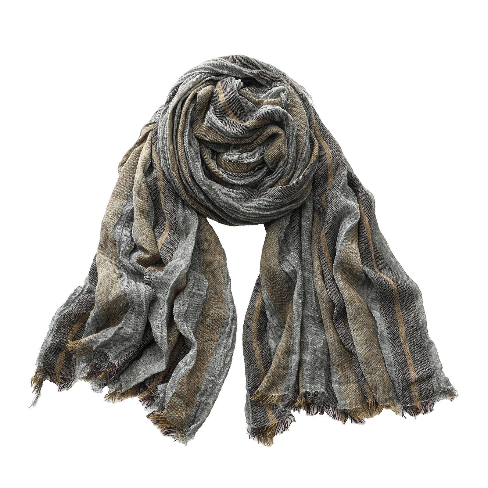 Men's Cotton Linen Striped Scarf