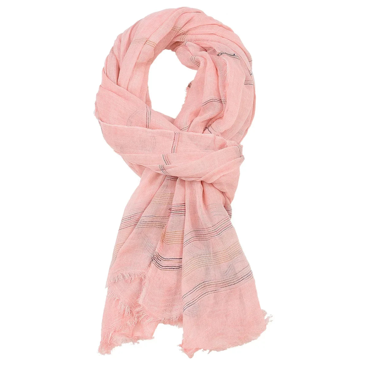 Men's Yarn-Dyed Striped Cotton Linen Scarf | Tassel Shawl & Wrap