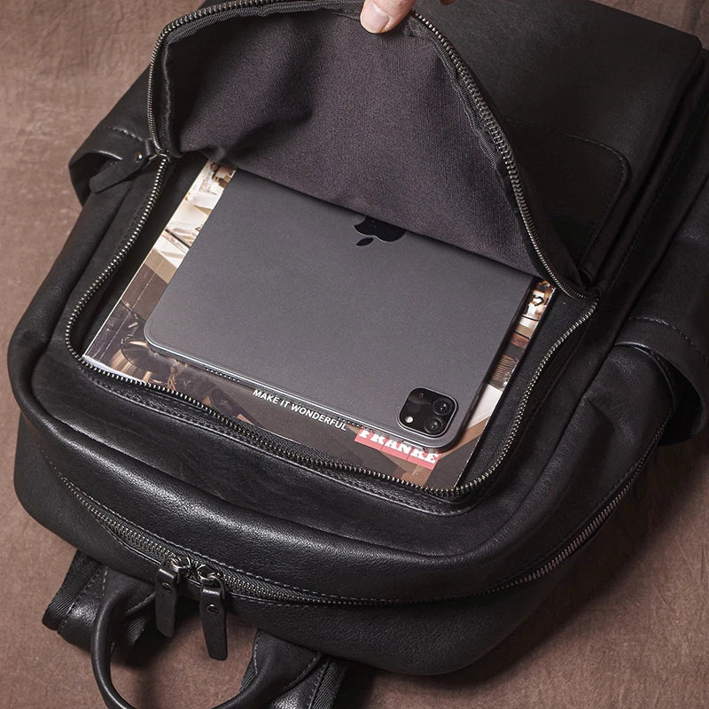 Men's Genuine Leather Laptop Backpack