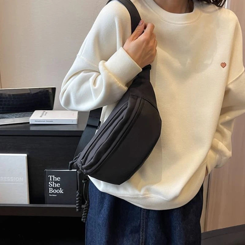 Unisex Nylon Crossbody & Chest Bag – Casual Sporty Waist Pack