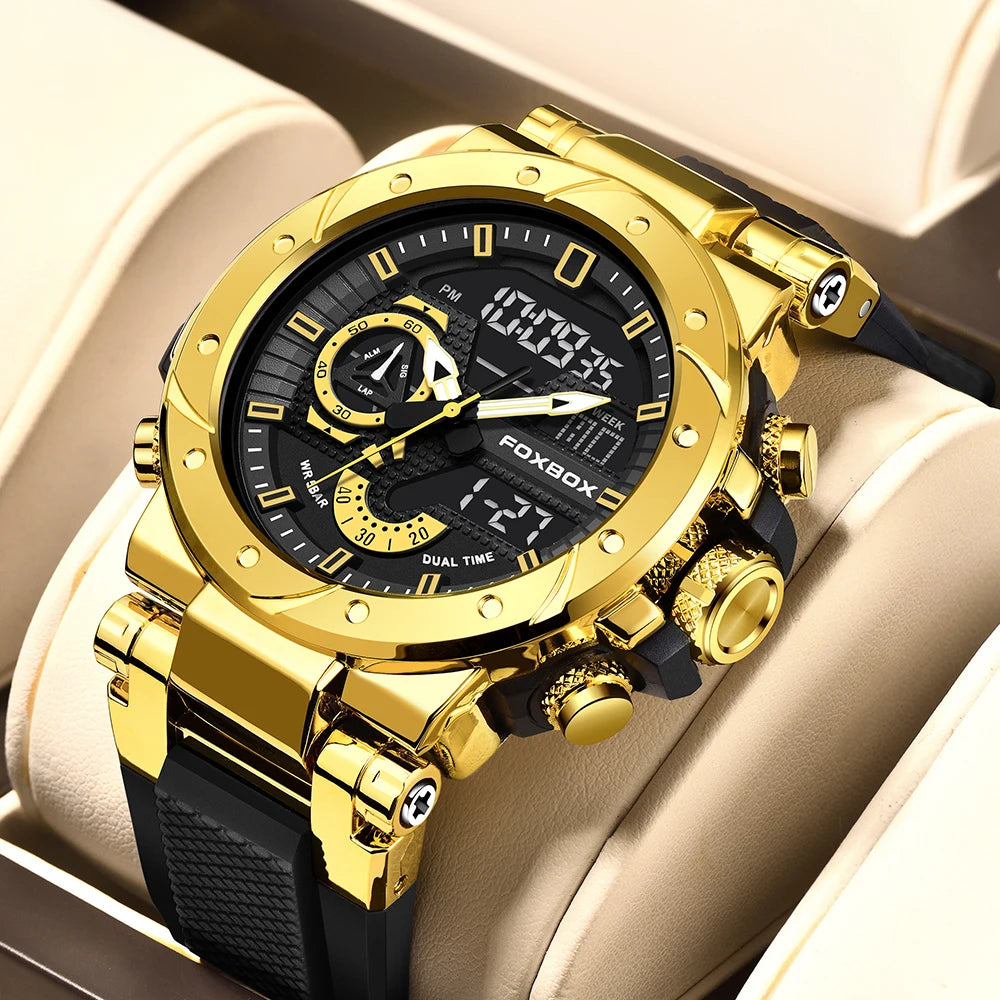 LIGE FB0056 Men's Dual Display Sport Watch | Military Style | 5ATM | Chronograph