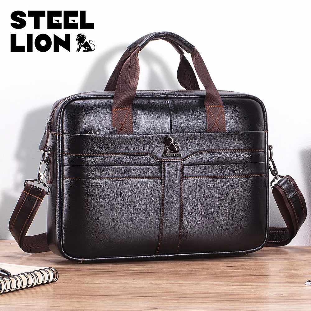 Steel Lion Genuine Leather Briefcase