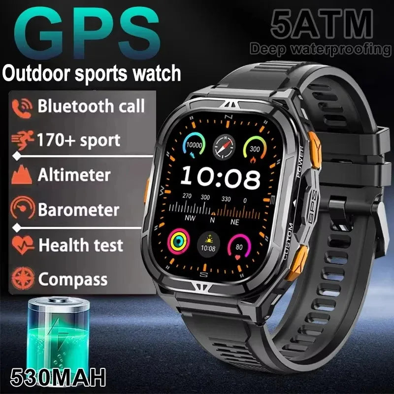 GPS Outdoor Smartwatch | 1.96" AMOLED, 5ATM 50m, Barometric Altimeter & Compass