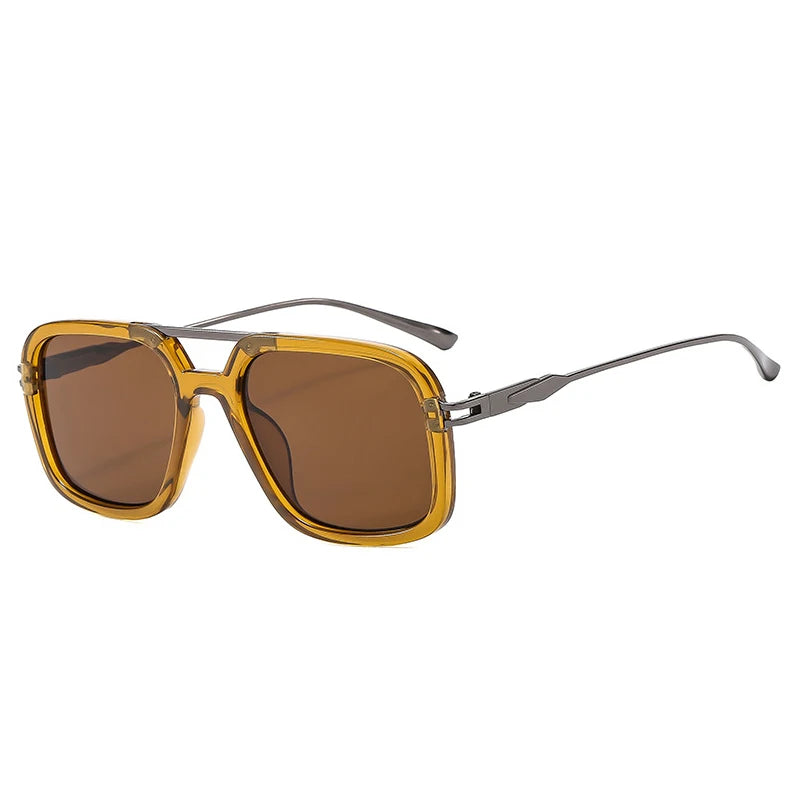 SO&EI Retro Double Bridge Square Sunglasses