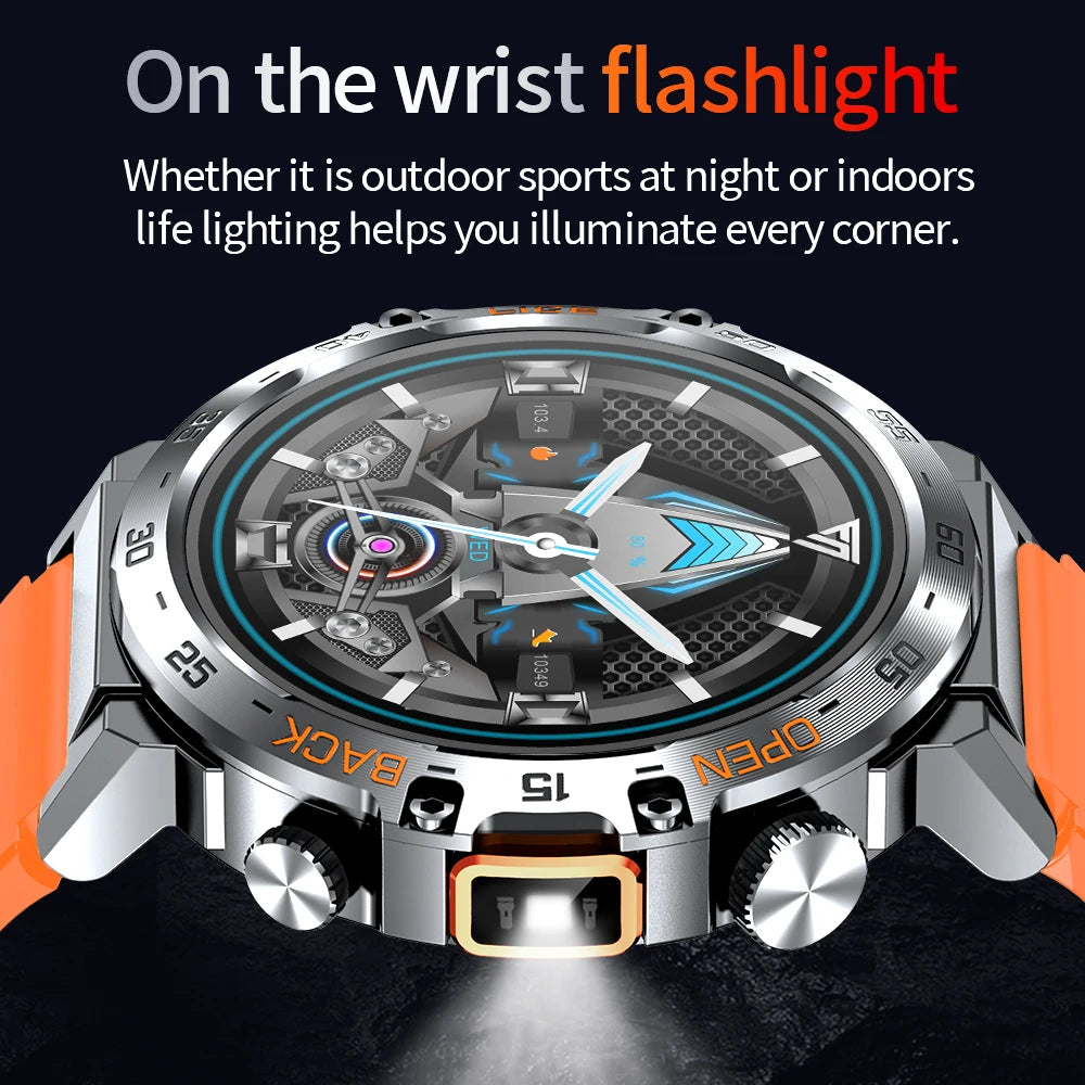 LIGE Smart Watch – 1.53" HD Round Display, LED Flashlight, Bluetooth Calling, IP68