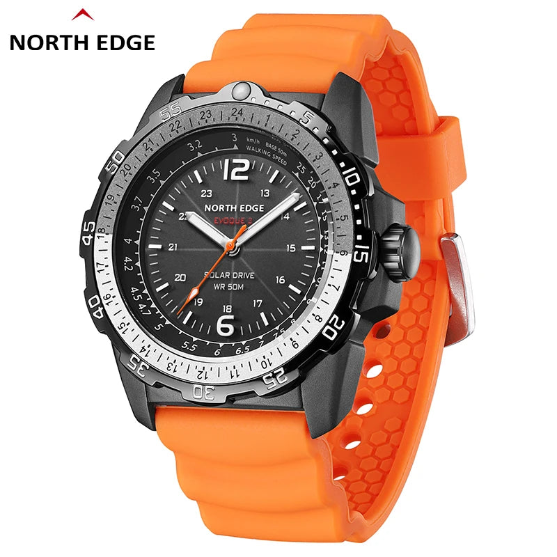 North Edge EVOQUE 2 Men's Solar Digital Watch | Military | 50M Water Resistant