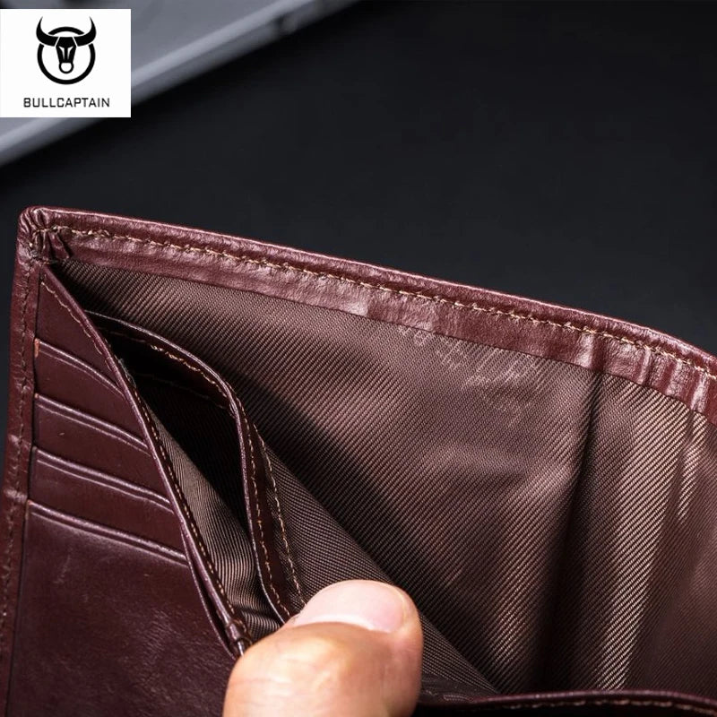 Men's Full-Grain Cowhide Leather Wallet | Vertical Bifold | RFID