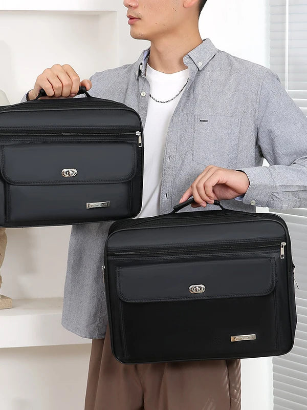Large Capacity Oxford Cloth Business Men's Crossbody Bag Casual Handheld Briefcase Multi-layer Single Shoulder Backpack