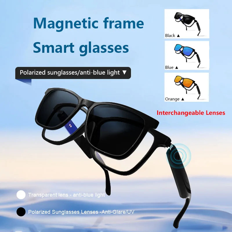 LIGE Smart Glasses – 2-in-1 Magnetic Lenses, Bluetooth Calling, UV400 Polarised