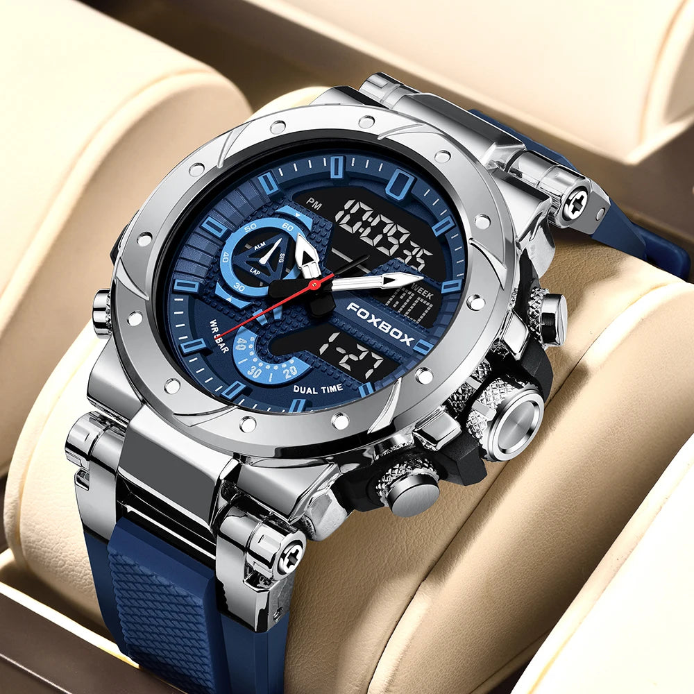 LIGE FB0056 Men's Dual Display Sport Watch | Military Style | 5ATM | Chronograph
