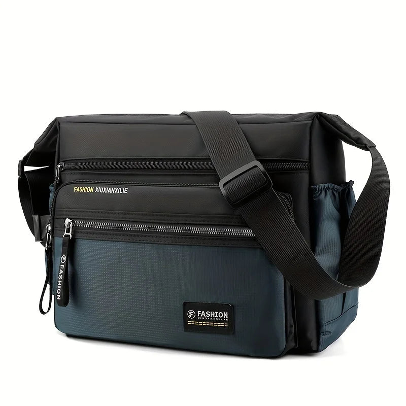 Men's Waterproof Nylon Crossbody Satchel – Multifunctional Shoulder Bag with Letter Detail