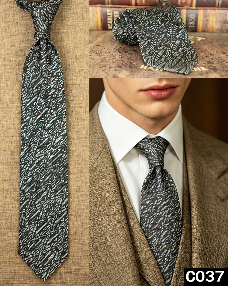 Men's Rhinestone Silk Jacquard Necktie – Paisley & Geometric | High-End