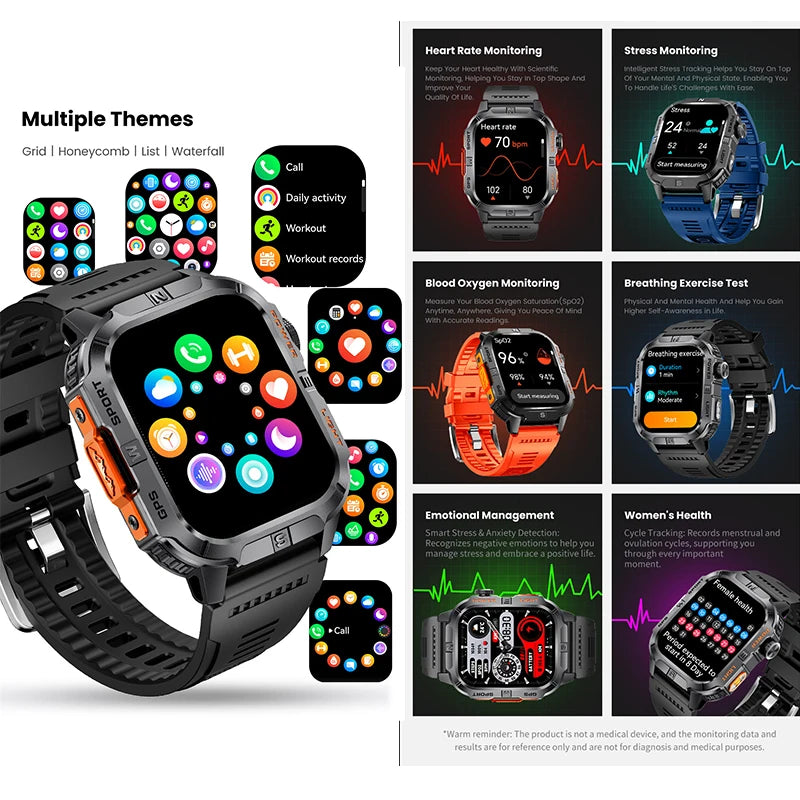 ZODVBOZ GTH3 Smartwatch | 2.01" Screen, 6-Satellite GPS, IP68 & Bluetooth Calling