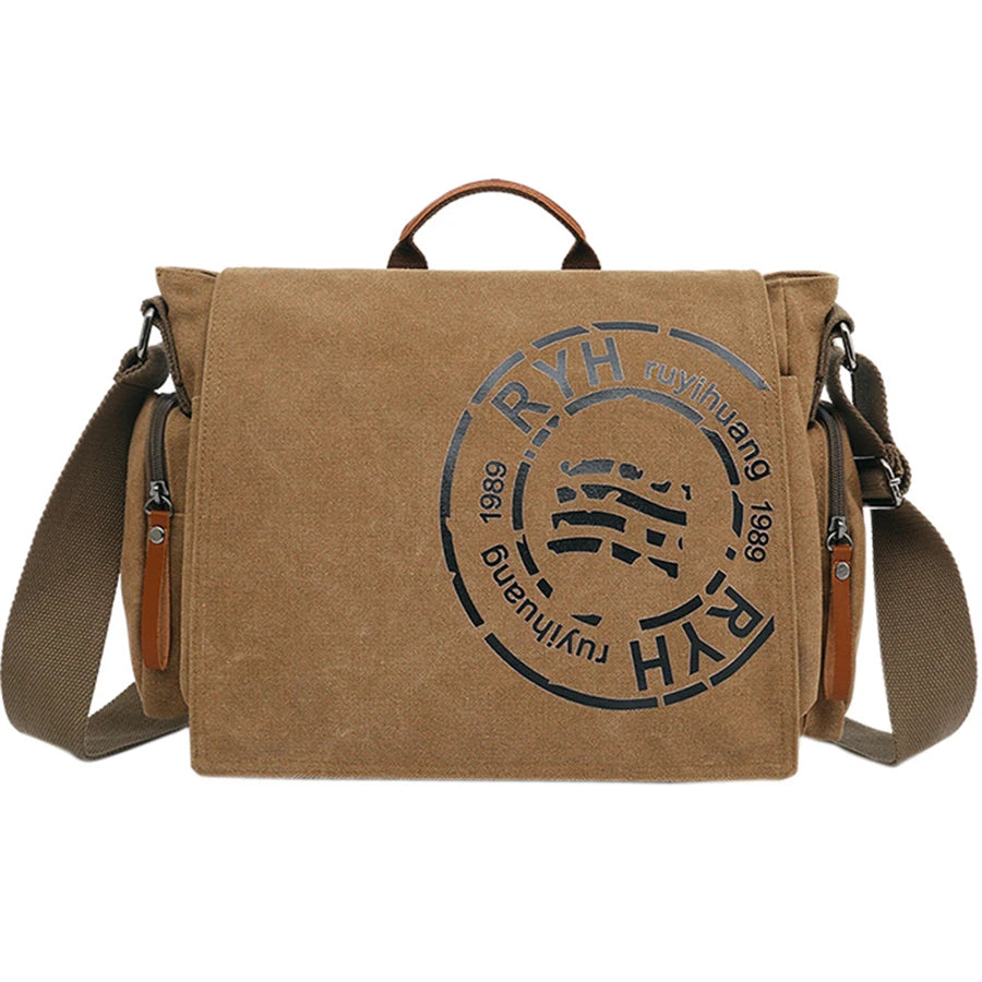 DIDA BEAR Canvas Messenger Bag | Large Capacity Travel & Weekend Briefcase