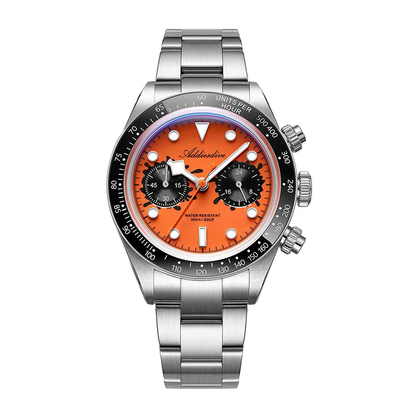 ADDIESDIVE AD2520 Quartz Chronograph Watch – VK64, Ceramic Bezel, BGW9 Lume, 100m Water Resistant